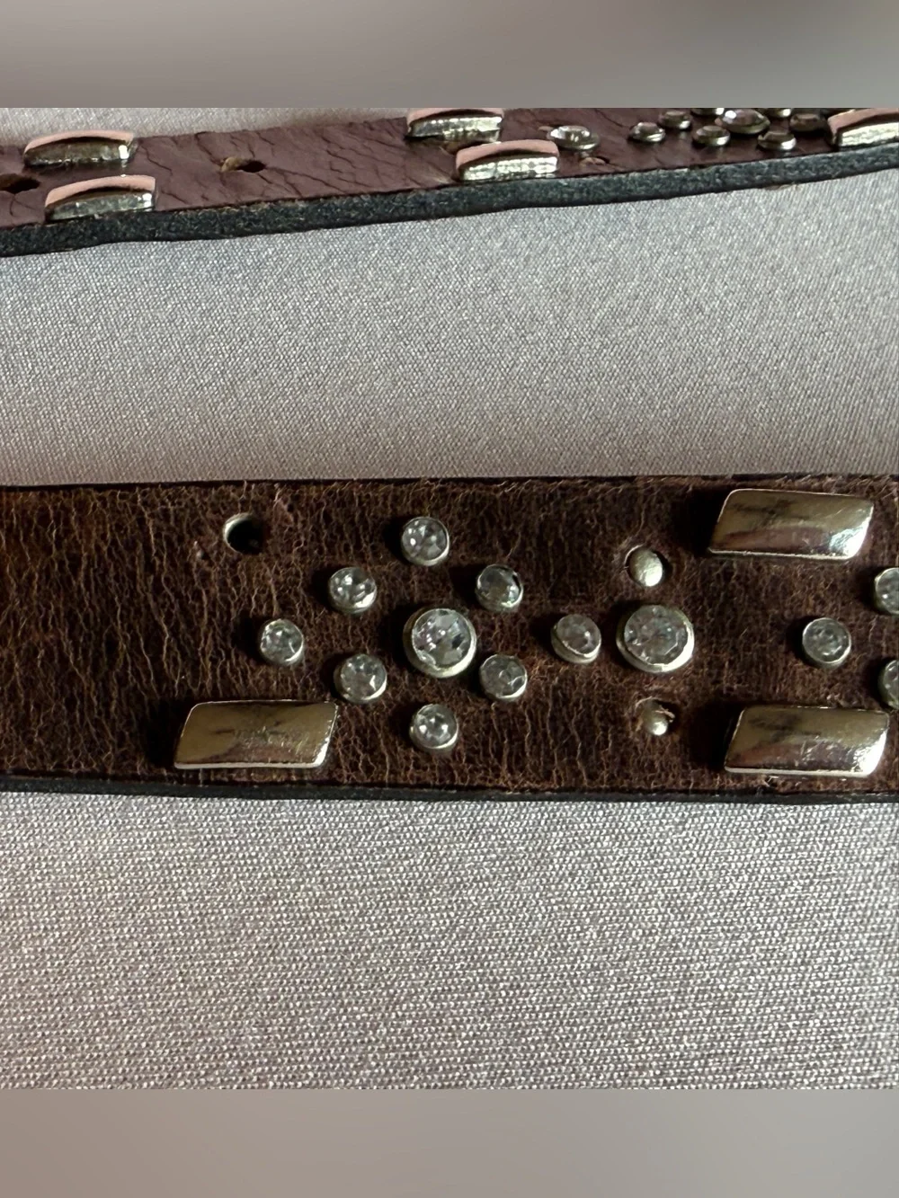 Guess Brown Leather Western Silver Buckle Studded Rhinestone Cowgirl Belt XL